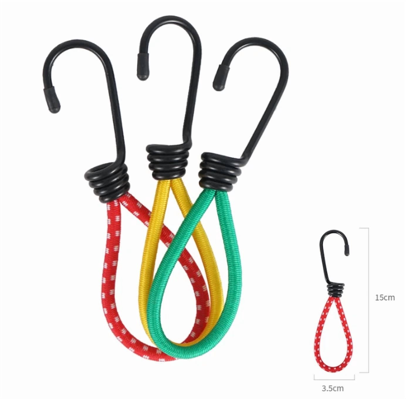 6Pcs Outdoor Tent Peg Bend Hook Camping Accessory Stretchable Elastic Pull Rope
