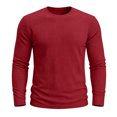 thumbnail image 2 of Kalauyu Mens Waffle Knit Textured Shirts Long Sleeve Round Neck Blouse Soft Stretch Casual Spring Fall Daily Wear Tunic Tops, 2 of 7