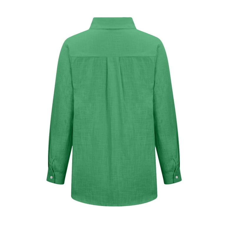 Long Sleeve Button Down Womens Linen Shirts Loose Lapel V Neck Solid Color Dressy Casual Office Work Blouses (XX-Large, Green) Long Sleeve Button Down Womens Linen Shirts Loose Lapel V Neck Solid Color Dressy Casual Office Work Blouses (XX-Large, Green)