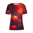 thumbnail image 4 of Hyknon Hauts pour Femmes Été Saint-Valentin Imprimé Décontracté Pull Col Rond Manches Courtes Haut Doux Polyvalent pour Sortir, 4 of 5