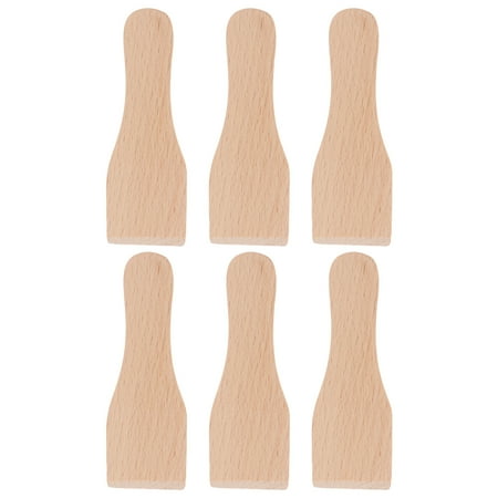 

NUOLUX 6Pcs Small Wooden Spatula Multi-purpose Wood Scraper Heat-resistant Cooking Spatula