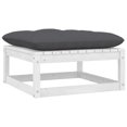 thumbnail image 1 of vidaXL Garden Footstool with Cushion White Solid Wood Pine, 1 of 1