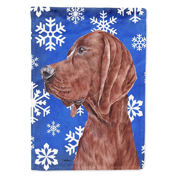Redbone Coonhound Winter Snowflakes Garden Flag