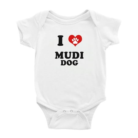 

I Heart Mudi Dog Funny Baby Rompers (White 3-6 Months)