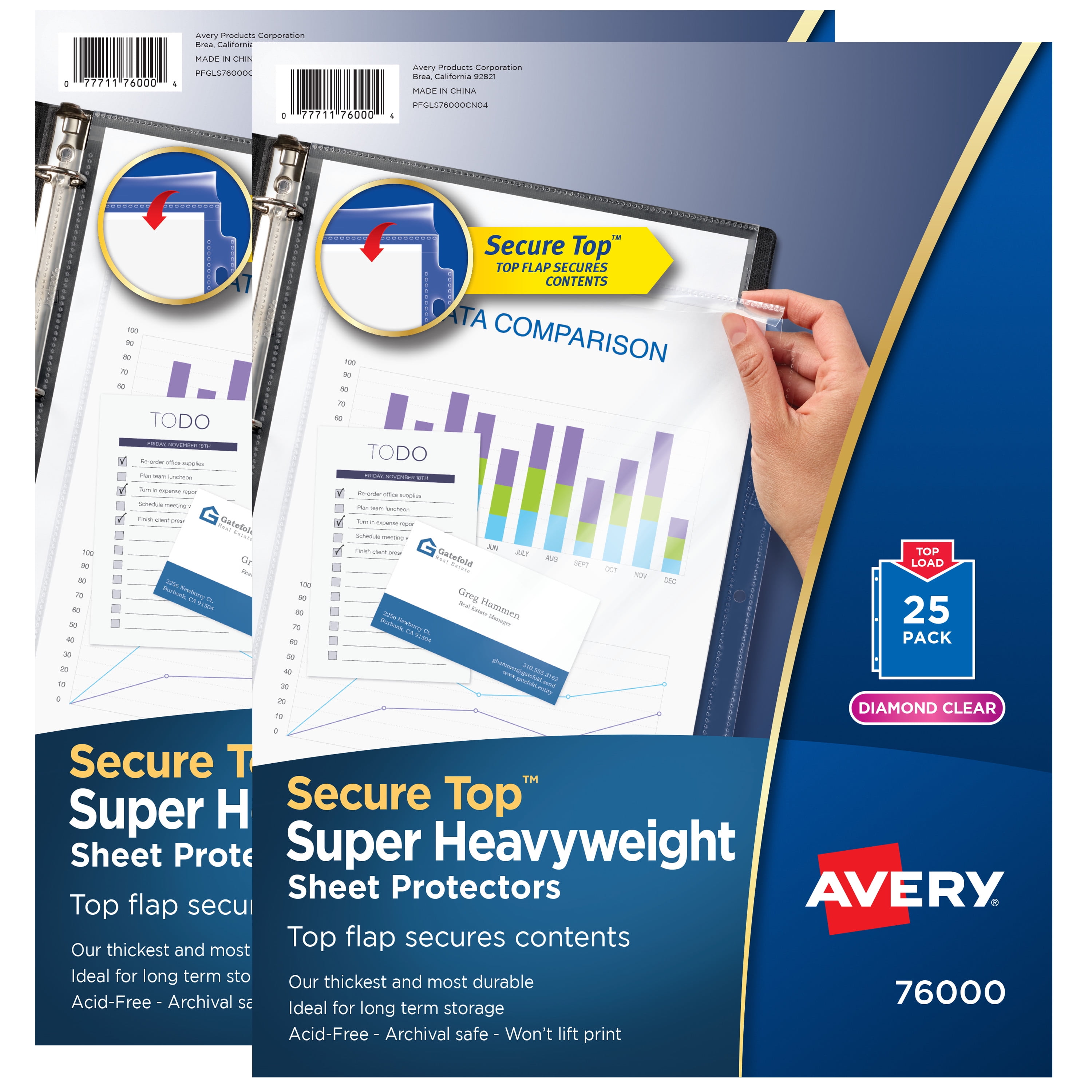 Acid-Free... Avery Super Heavyweight Diamond Clear Sheet Protectors 8.5" x 11" 