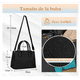 thumbnail image 2 of SDYSM Bolsas de Mujer PU Bolsa de Mano Impermeable Bolsos Dama Tote Bag Bolsa Crossbody Hombro con cierres Bolso Bandolera Casual Trabajo Citas Negro, 2 of 4