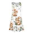 thumbnail image 5 of Minjewel Women's Casual Easter Dress, Loose Fit V-Neck Sleeveless Floral Print Sundress with Pockets, Summer Church Dress, Spring Event, Outdoor Party Wear,White L, 5 of 6