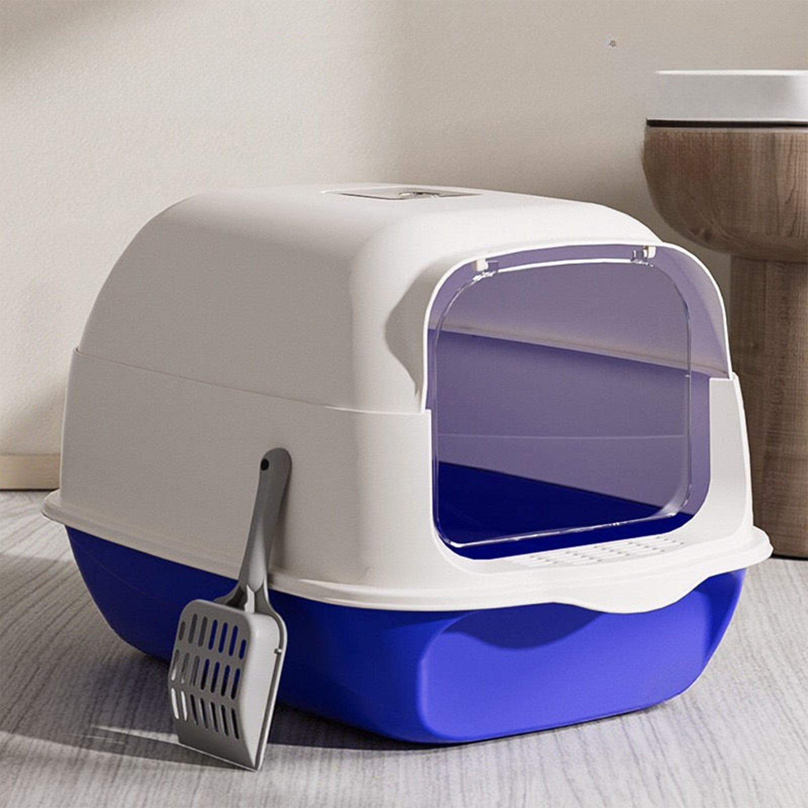 Tuvgenk Odor Containing Cat Litter Box, Fully Enclosed Design with Lid Traps Smell, High Sides Prevent Scatter, Includes Free Scoop