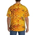 thumbnail image 5 of Disketp Men's Hawaiian Bees on Hive Honeycomb Print Shirts Button Down Holiday Beach Shirts-Small, 5 of 7