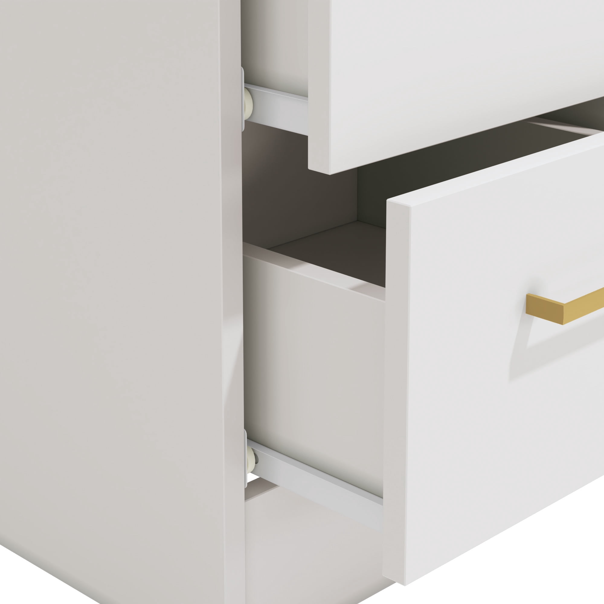 Kappesberg Jolyne 2-Drawer Nightstand Set of 2 with Gold Handles, White – Modern Bedroom Storage for Adults and Teens