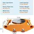 thumbnail image 6 of Pinypikaka 4PCS Machinery Skates, 8T 12T Machinery Dolly, 4 Wheels Heavy Duty Machine Moving Skates with 360° Rotation Disc for Moving Equipment, Orange, 6 of 6