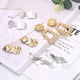 thumbnail image 5 of Jstyle - Juego de 4 pares de pendientes colgantes con clip, cuadrados, rectangulares, de metal dorado, geométricos, sin perforación,Silver & Gold, 5 of 6