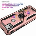 thumbnail image 5 of Dteck For Motorola Moto One 5G Ace Shockproof Dual Layers Rotatable Ring Kickstand Drop Protection Cover Compatible with Magnetic Car Mount, Rosegold, 5 of 8