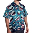 thumbnail image 2 of Tiny teeth Men's Poplin Shirt, Casual Short Sleeve Printed Button Down Summer Beach Unisex Shirts, 2 of 6