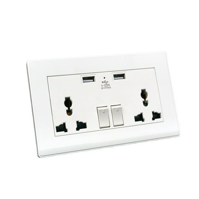 Enchufe de Pared de Usb Enchufe de Pared de 13 Amp con Puertos Usb, Dos Puertos de Tipo a Y Dos Interruptores. Usb Socket Tamper Proof - Socket Seguro con Múltiples Certificaciones Incluidas
