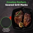 thumbnail image 3 of Nonstick Cast Iron Grill Pan - 11-Inch Kitchen Square Cast Iron Skillet Grilling Pan, Enameled Cast Iron Skillet Steak Pan w/ Side Drip Spout For Electric Stovetop, Induction, Gas - NutriChef NCCIES47, 3 of 7