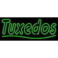 thumbnail image 1 of Green Double Stroke Tuxedos LED Neon Sign 13" Tall x 32" Wide - inches, Black Square Cut Acrylic Backing, with Dimmer - Premium built indoor Sign for Storefront, Store interior, Studio., 1 of 7