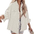 thumbnail image 2 of Women Long Sleeve Corduroy Peplum Shacket Jacket Button Down Babydoll Shirts Oversized Casual Blouses Tops, 2 of 6