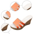 thumbnail image 5 of Rokment Women's Cork Footbed Wedge Dressy Slip on Sandals Fashion Casual Buckles Leather Platform Thick Sole Chunky High Heels Dress Summer Shoes for Ladies Orange Size 8, 5 of 8