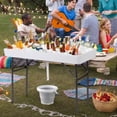 thumbnail image 2 of Yardi Yarda 4 Feet Plastic Party Ice Folding Table, Camping Table with Matching Skirt and Ice Bucket for Outdoor as Yard, White, 2 of 11