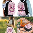 thumbnail image 2 of Jeiento Axolotl School Bags for Girls 7-10 10-12 Kids Backpack Set with Lunch Box Pencil Case Music Note Elementary School Back Pack Preschool Kindergarten Bookbag Travel Daypack Black, Pink, 2 of 7