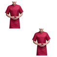 thumbnail image 3 of Wosthever Uniforme de Chef, delantal de cocina de manga corta, doble botonadura con bolsillos delanteros, trajes, camisas ventiladas para hombres Type1 NO1, 3 of 6