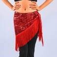 thumbnail image 2 of QHFBli Women's Sparkly Fringed Wrap Skirt, Tie Side Sequins Tassel Scarf Waist Towel for Belly Dance Festival Rave Party, 2 of 5