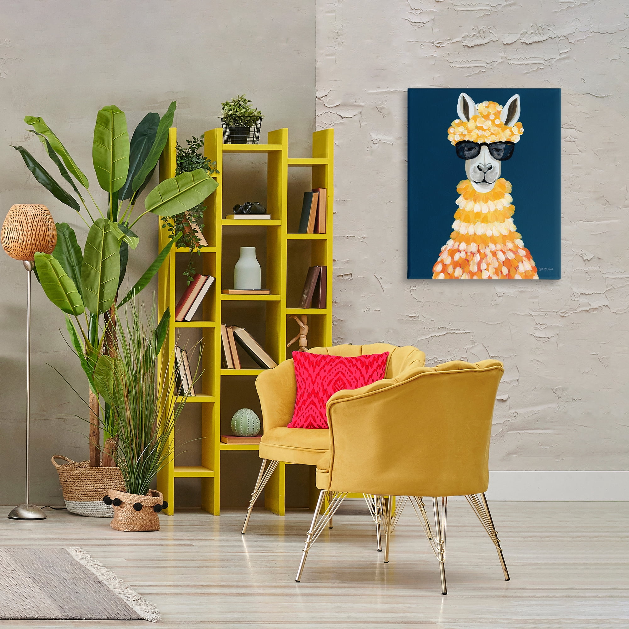 Stupell Industries Fashionista Alpaca Portrait Animals Painting Wrapped Canvas Art Print Wall Art, 24 x 30