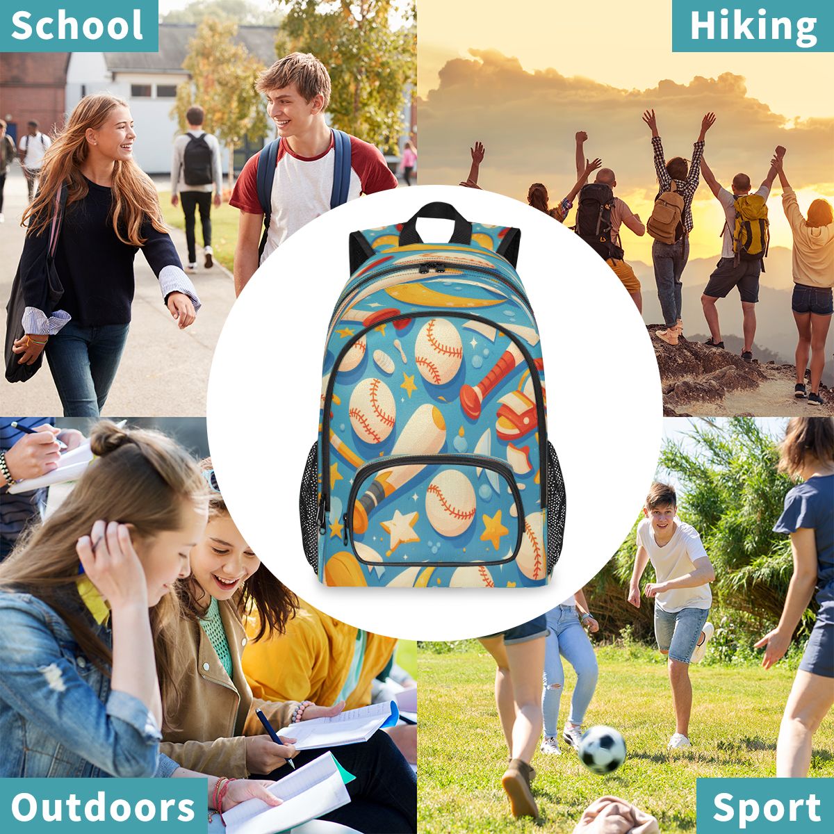 Herdesigns Baseball Theme Laptop Backpack for Women Men, 18.3 Inch Sport Gaming Large Computer Backpacks Fashion Teacher Nurse Bag Casual Daypack for Work Travel