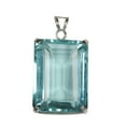 thumbnail image 1 of GEMHUB Emerald Cut Solid 925 Silver Hydrothermal Aquamarine 95 Ct Pendant for Office Beautiful Pendant for Casual Wear, 1 of 4