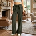 thumbnail image 2 of Womens Wide Leg Pants Casual Flowy Crepe Trousers Free Relaxed Fit Work Business with Pockets, 2 of 9