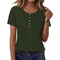 thumbnail image 2 of CALAFEBILA Womens Plus Size Tops Casual Summer Plain Button Blouses for Women Short Sleeve V Neck T-shirts, 2 of 8