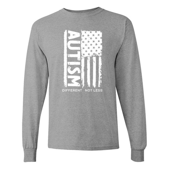 Inktastic Autism American Flag Different Not Less Long Sleeve T-Shirt