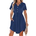 thumbnail image 2 of WRKEKC Liquidation d'Été! Robes d'Été pour Femmes 2025, Robes Décontractées pour Femmes, Robe d'Été Décontractée Col en V Manches Courtes Robes à Cordon avec Poches, 2 of 8
