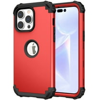 iPhone 14 Pro Max Case, TECH CIRCLE Slim Hybrid Heavy Duty Rugged Defender Armor Cover Shockproof Anti-Scratch 3 In 1 Silicone Bumper Hard PC Back Case for Apple iPhone 14 Pro Max 6.7", Red