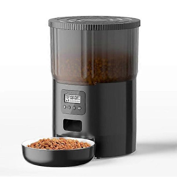 Alimentador automático inteligente para mascotas con botón de 4 l y tazón de acero inoxidable con temporizador por voz para perros y gatos, dispensador automático de comida seca para mascotas, color