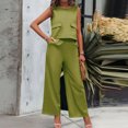 thumbnail image 5 of XuJwPNcy Two Piece Sets for Women Scoop Neck Sleeveless Tank Top with Wide Leg Pants Lounge Outfits with Pockets, 5 of 5