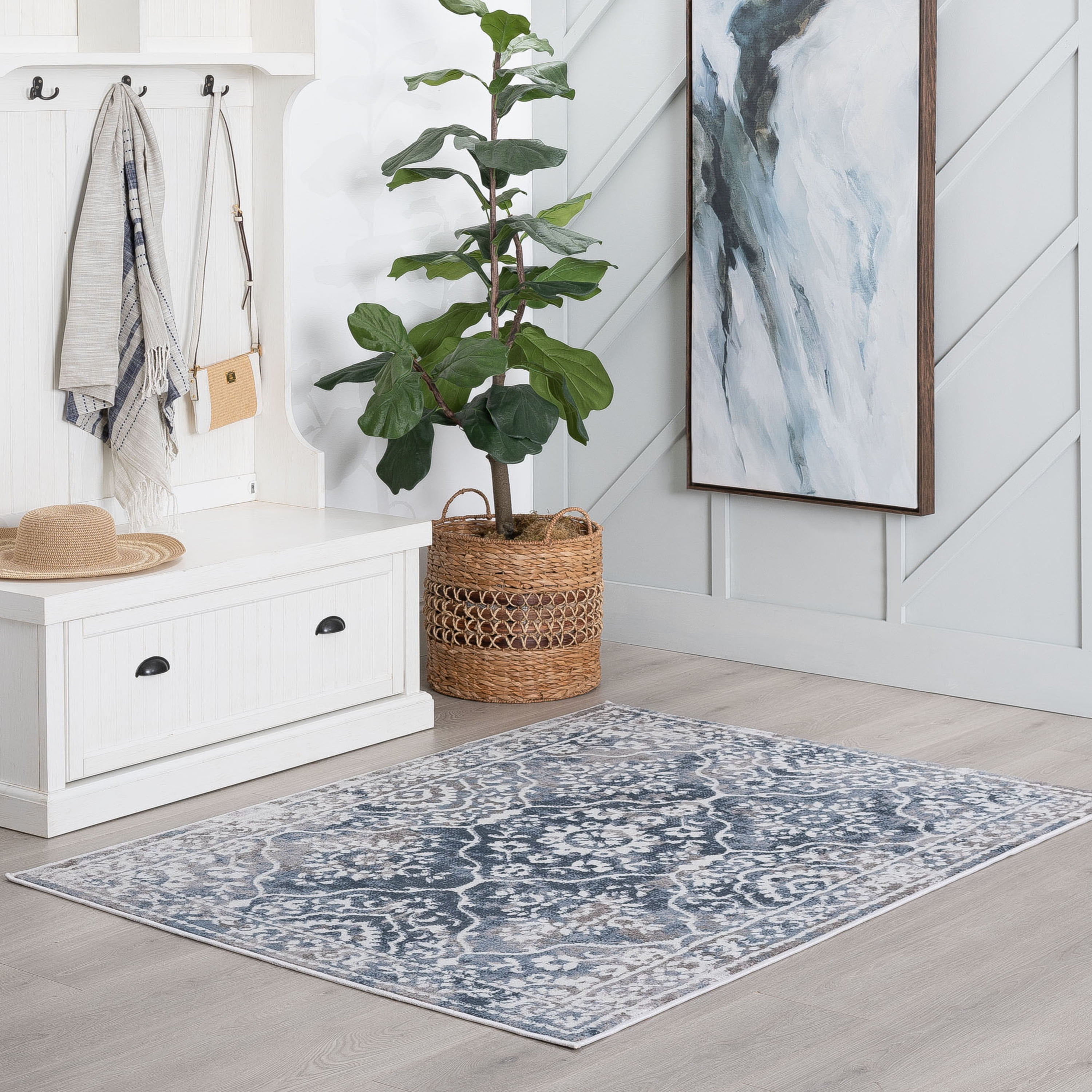 Bliss Rugs Persian Traditional Area Rug, Floral Indoor Rugs for Living Room, Dining Room, Bedroom | Blue, 8' x 10' (7'10''x10'2'')