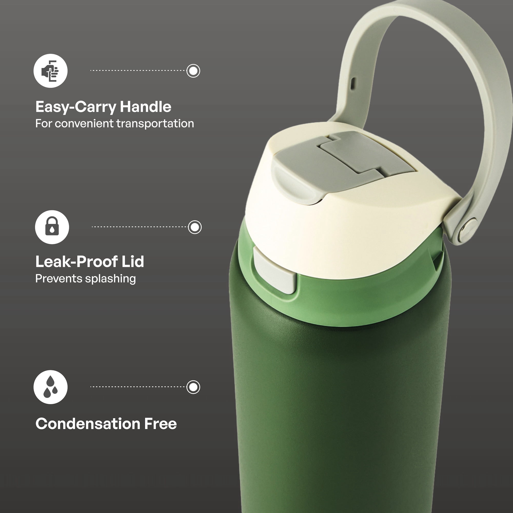 TAL 32oz Stainless Steel 2-in-1 Water Bottle with Straw and Chug Lid, Army