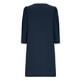 thumbnail image 6 of Sundresses for Women 2025 Fashion Women Summer Casual V-Nek 3/4 Sleeve Solid Mini Dress Blue M, 6 of 6