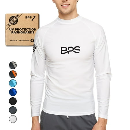 BPS New Zealand Swim Shirts for Men with UV Protection Short Sleeve and Long Sleeve Rash Guard Swimming Surfing Fishing Shirt