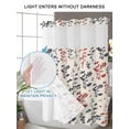 thumbnail image 6 of No Hook Shower Curtain with Snap-in Liner, Grey Red Botanical Waterproof Fabric Bathroom Curtains, Rustic Country Spring Floral Summer Leaf Bath Curtains & Mesh Top Window 66"x72", 6 of 9