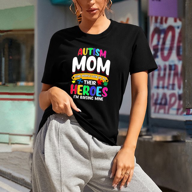 Daisyyozoid T-Shirt Joyeuse Fête des Mères pour Femmes Col Rond Imprimé Lettre Manches Courtes Décontracté