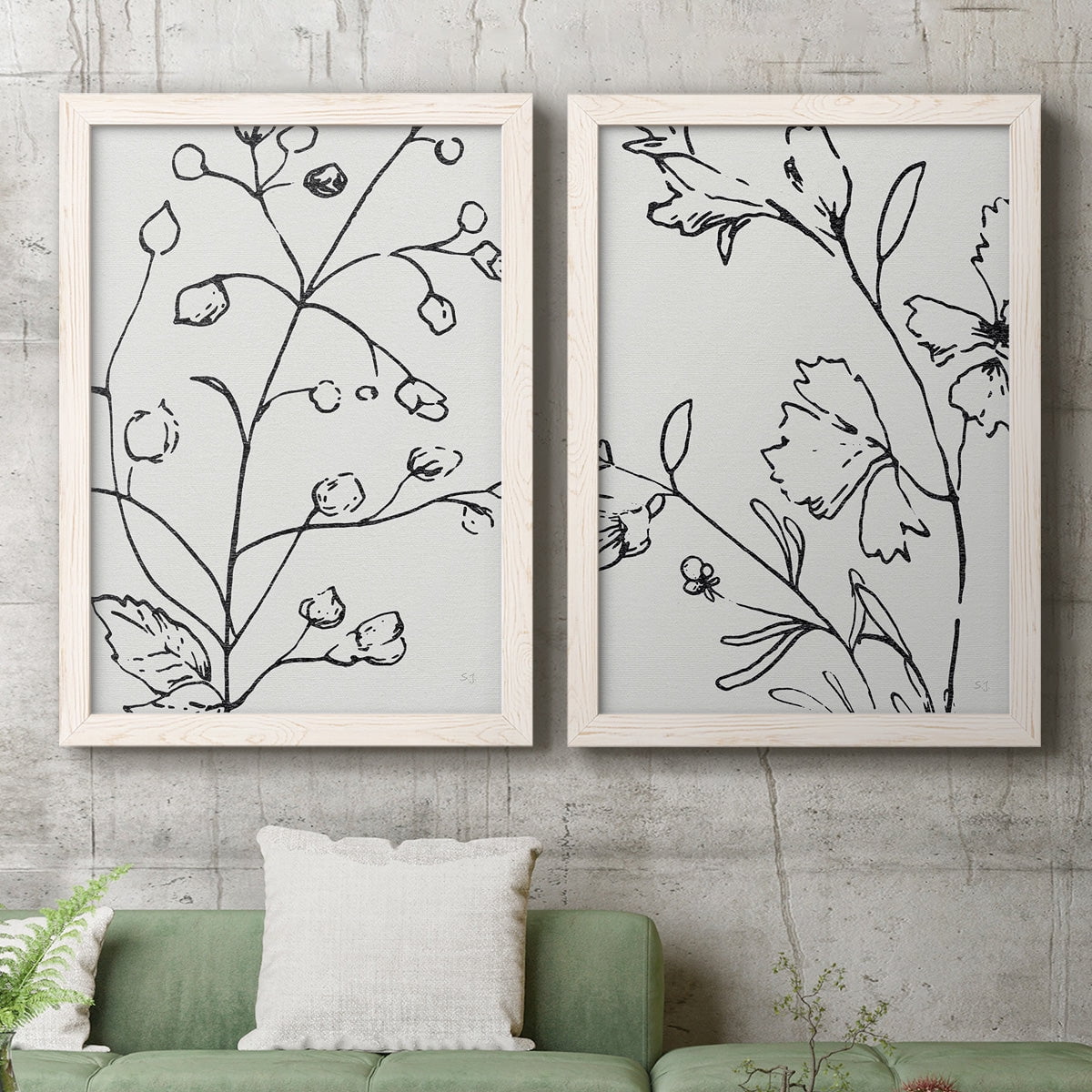Botanical Sketch I - Premium Framed Canvas 2 Piece Set - Ready to Hang