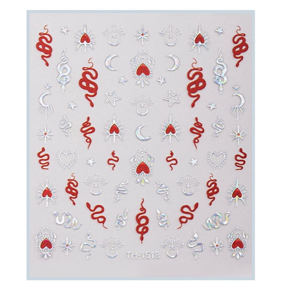 T-HOTLYST 1 Sheet Chinese New Year Nail Art Stickers for Women and Girls Manicure Decors Spring Festival Nail Decals Nail Accesory
