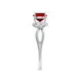 thumbnail image 3 of ANGARA Lab Grown 1 Ct Round Ruby Butterfly Engagement Ring for Women in 14K White Gold (Size-6mm) | July Birthstone, Birthday, Anniversary, Jewelry Gift for Women | Lab-Grown Ruby Ring, 3 of 9