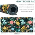 thumbnail image 4 of Extended Gaming Mouse Pad, 35.5x15.75 Non-Slip Large Desk Pad Mousepad with Stitched Edges Waterproof Keyboard Mouse Mat Desk Protector for Game, Office and Home, Black Blooming Flowers, 4 of 5