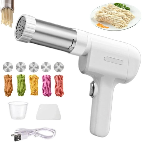 String Hopper Maker Electric, 5-in-1 Cordless Handheld Pasta Maker Machine with 5 Interchangeable Molds for Homemade Spaghetti, Pasta, Noodles