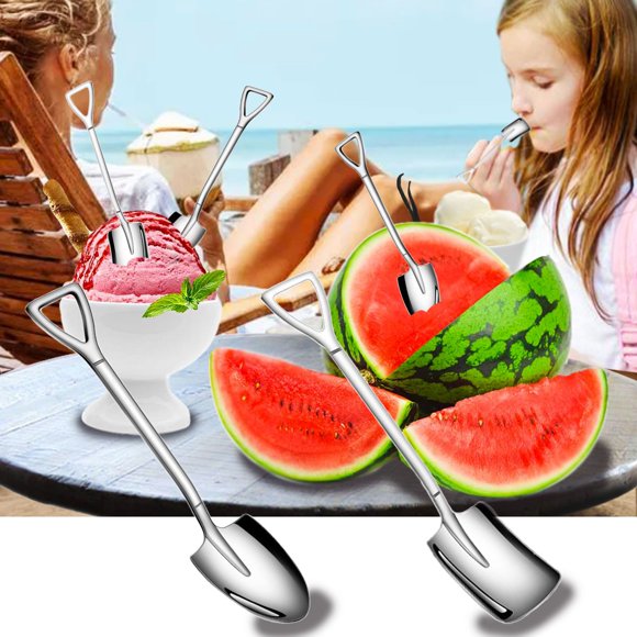 Sentmoon Soup Spoons Soup Spoon Tablespoon Stainless Steel Shovel Spoon Dessert Spoon/ice Cream Spoon/coffee Spoon/watermelon Spoon/cake Spoon Summer Ice Cream Interesting Cake Spoon