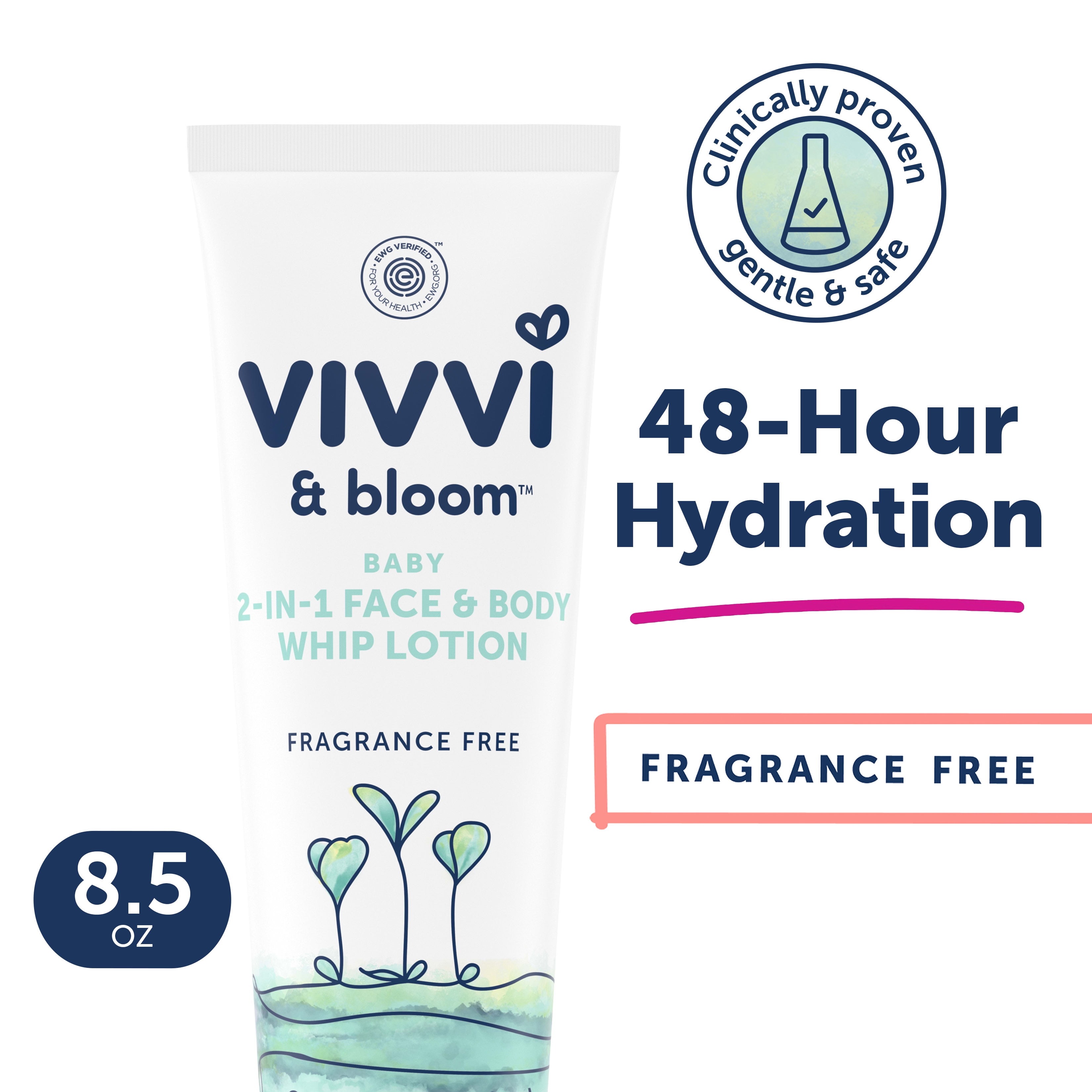 Vivvi & Bloom 2-in-1 Baby Face & Body Whip Lotion, Fragrance-Free, 8.5 oz